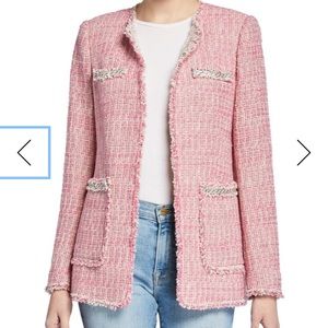 Rebecca Taylor Collarless Pink Tweed Jacket